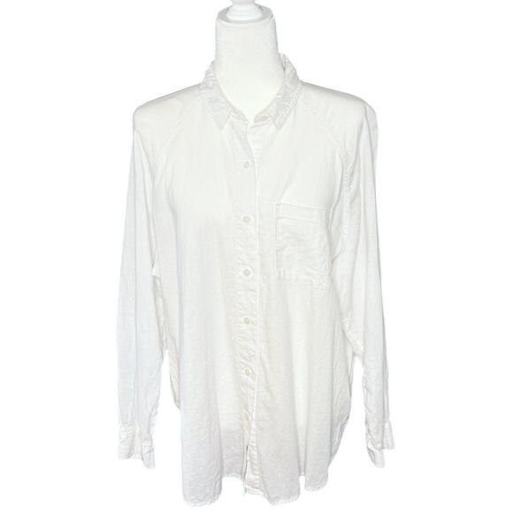 Universal Thread Women’s L Linen Button-Up Shirt | White Lightweight Casual Top - Picture 1 of 10